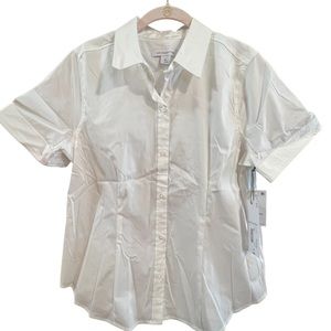 NWT Liz Claiborne Shirt Blouse Button Down White Size Med